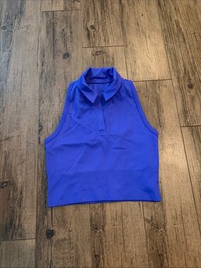 Athleta Sleeveless Polo Crop Top in Cobalt